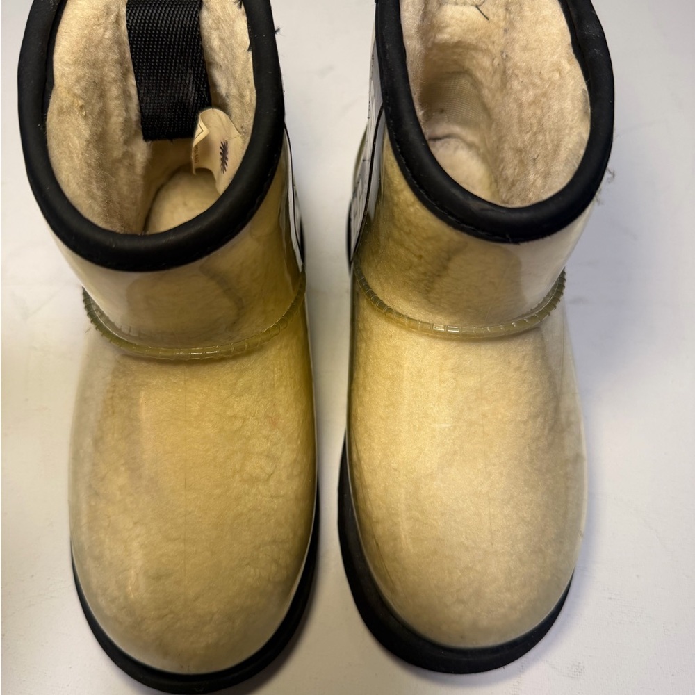 UGG Cream and Black Shearling Boots